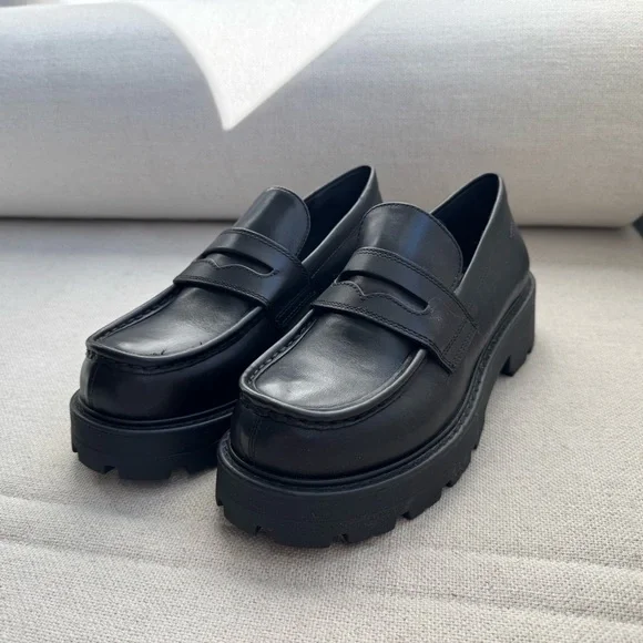 Vagabond Black Chunky Leather Loafers sz 6 - Picture 7 of 7